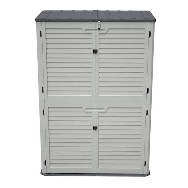 52.36 in. W x 29.7 in. D x 74.25 in. H White Plastic Outdoor Storage Cabinet, Rust Proof Resin Garden Equipment Storage