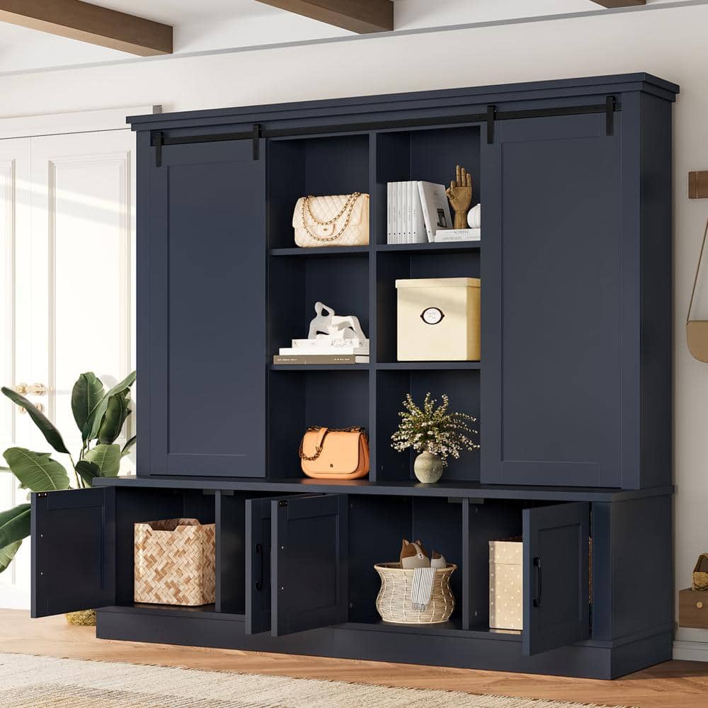 70.8 in. W Blue Hall Tree with Sliding Rails, Ample Storage Space price history on PriceWatchPro