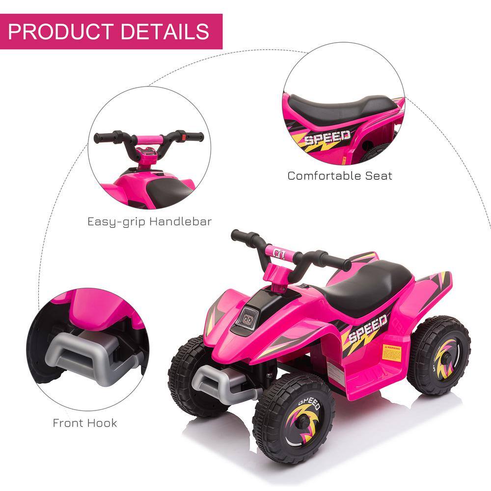6V Pink Electric Motorized Quad with Safety Features