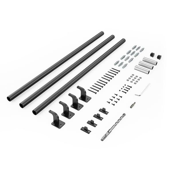 Wall Mounted Stair Handrail, 5.04 in. x 3.31 in., Black, Galvanized Aluminum Pipe Staircase Railing 2025 Update