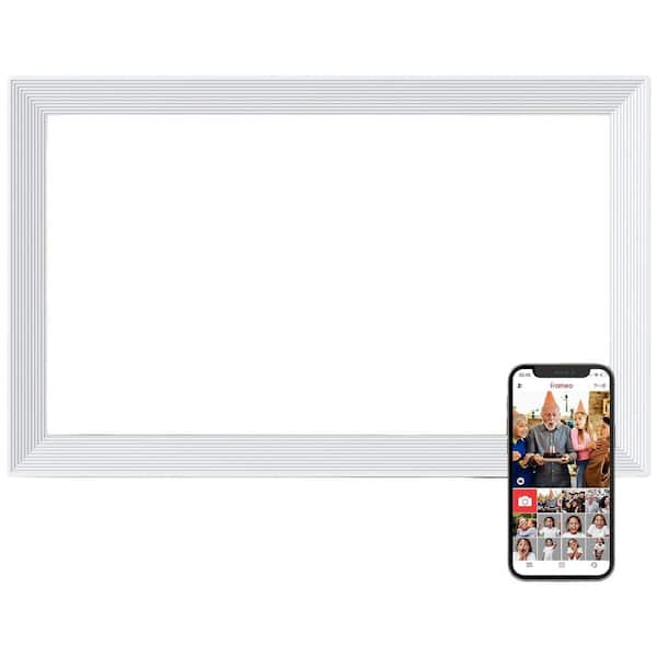 15.6 in. WiFi Digital Large Picture Frame with IPS Touch Screen, 32GB Memory, Wall-Mountable in White