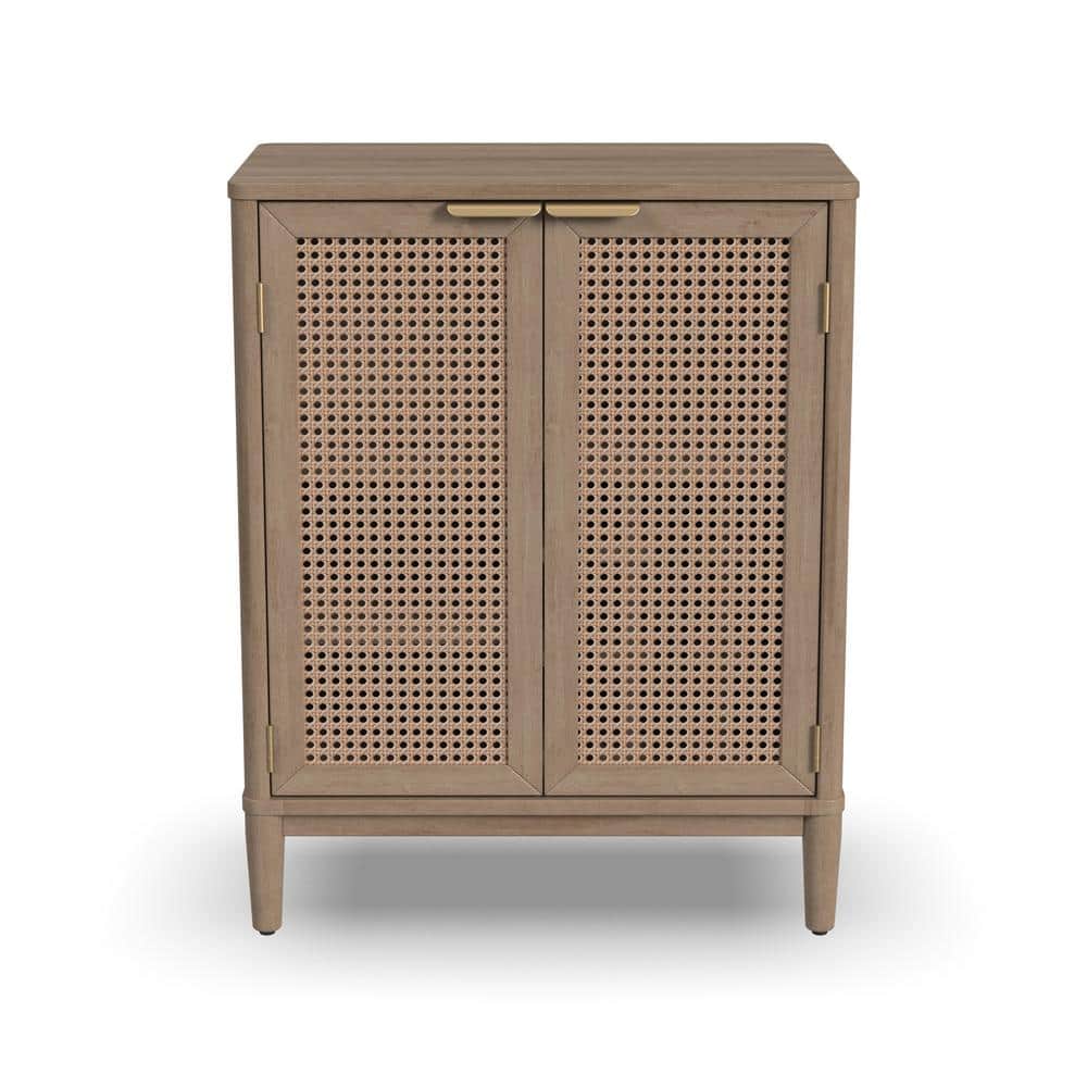 Brentwood Light Oak and Cane Bar Cabinet