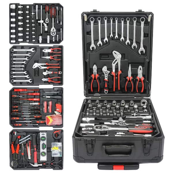 899-Piece Home Repair Tool Set Tool Box Storage Box with 4-Drawers in Black