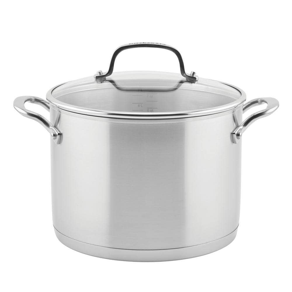 KitchenAid 8 qt. Brushed Stainless Steel Stock Pot with Lid 71003
