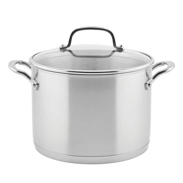  KitchenAid 5-Ply Clad Polished Stainless Steel Stock Pot/Stockpot  with Lid, 6 Quart: Home & Kitchen