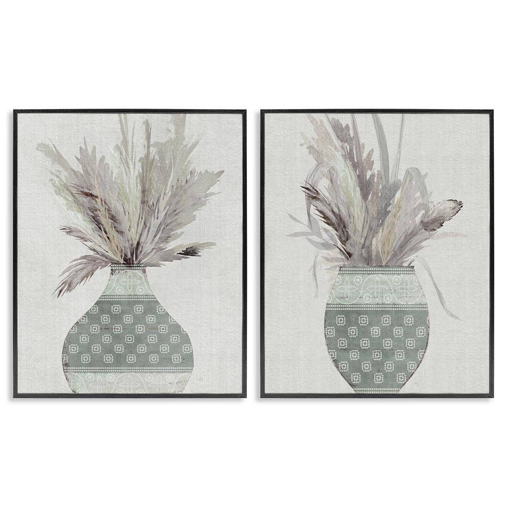 Boho Rustic Plant Vases by Susan Jill 2 Pieces Black Framed Nature Giclee Art Print 20 in. x 16 in. price history on PriceWatchPro
