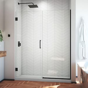 Unidoor Plus 53 to 53.5 in. x 72 in. Frameless Hinged Shower Door in Matte Black