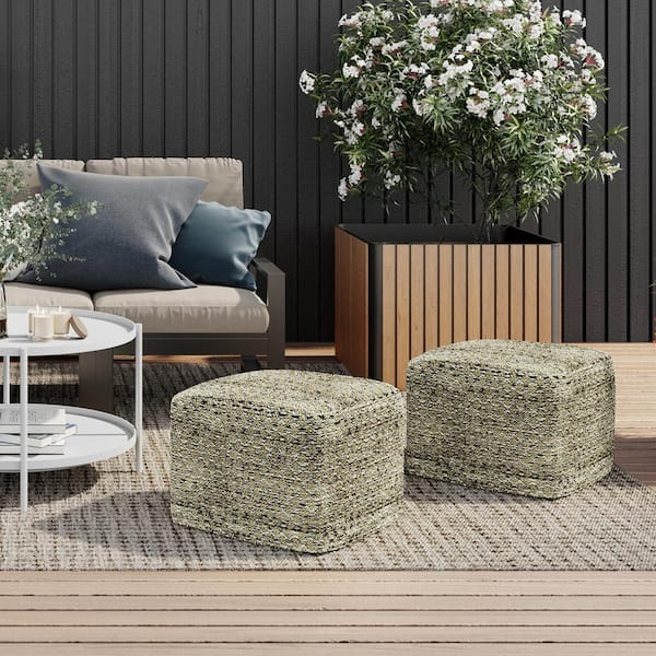 Mathis Square Woven Outdoor/ Indoor Pouf