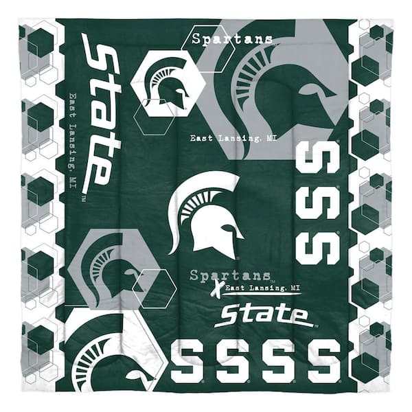 Unbranded Michigan State Hexagon 3-Piece Full/Queen Size Multi Colored Comforter Set