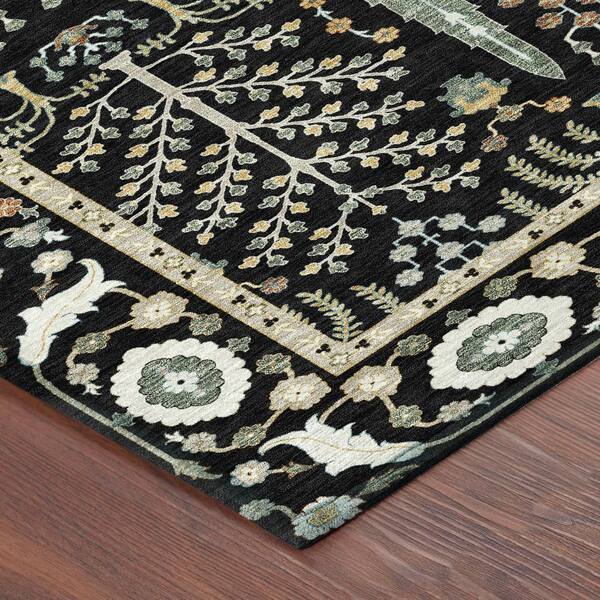 Chantille Machine Washable Indoor/Outdoor Abstract ACN2819 Black 2 ft. x 3 ft. Accent Rug
