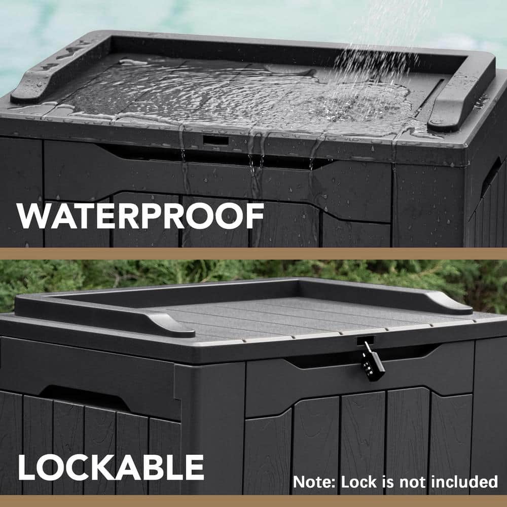 Black Resin 30 Gallon Waterproof Deck Storage Box