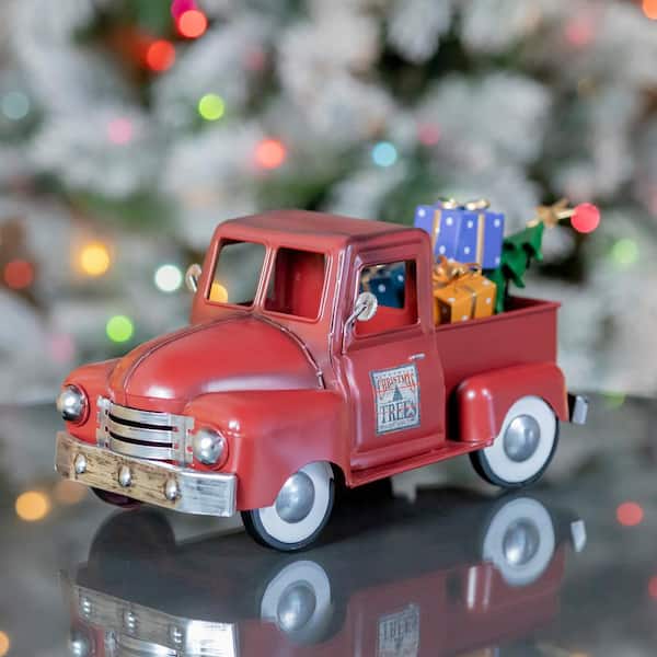 【SALE‼︎】リース #474 Merry Christmas Zaer Ltd. International 13 in. Metal Truck with Christmas Tree and