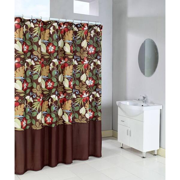 Home Fashions International Fun Floral 72 in. Shower Curtain in Chocolate