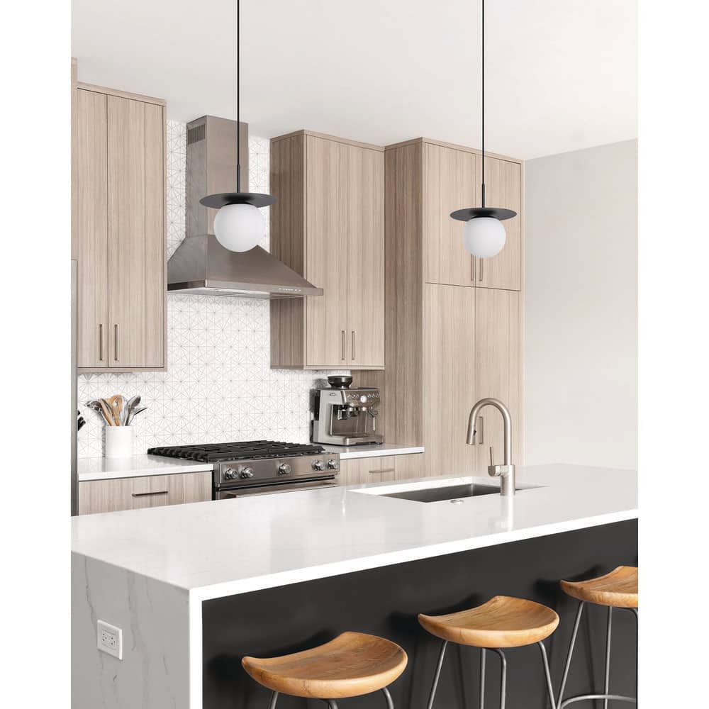 Arenales 8" Nickel and Opal Glass Globe Mini Pendant