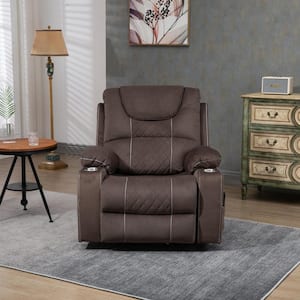 Enhanced Exclusive Oversized Velvet Power Lift Recliner Chair with Massage, Heating and 2 Cup Holder - Coffee