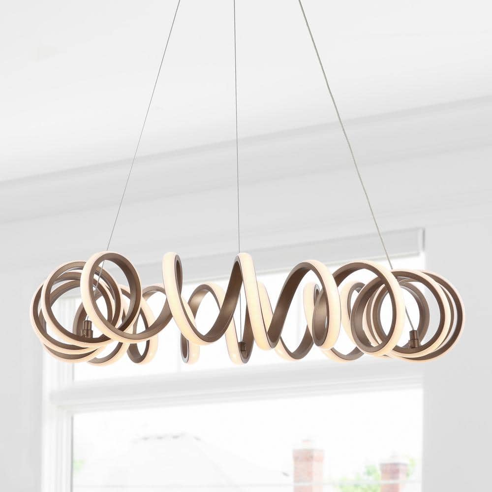 Cursive Bronze Adjustable Spiral LED Chandelier