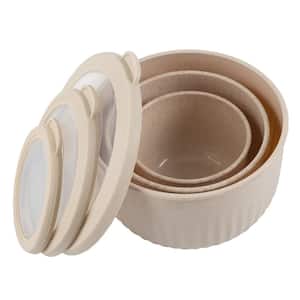 Beige 3-Piece Nesting Mixing Bowls with Lids Set