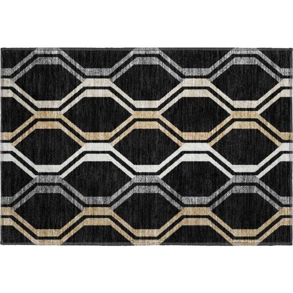Mayfield Premium Machine Washable Abstract AMF2326 Black 3 ft. x 4 ft. Area Rug
