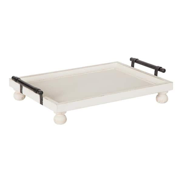 Kate and Laurel Bruillet 16 in. x 12 in. White Rectangle Decorative Tray