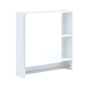 21.6 in. W x 5 in. D x 22 in. H  Wall Mounted Bathroom Storage Cabinet in White with Mirror,Shelves and Towel Rack