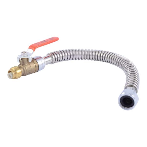 SharkBite 1/2 in. Push-to-Connect x 3/4 in. FIP x 18 in. Corrugated Stainless Steel Water Heater Connector with Ball Valve