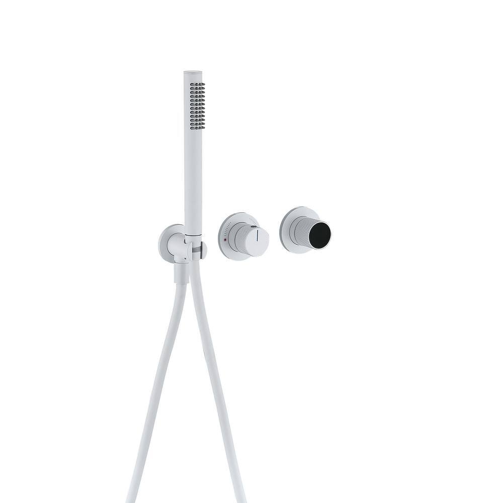 Shower System 3-Spray 3 in. Dual Wall Mount Fixed and Handheld Shower Head 2.5 GPM in Matte White price history on PriceWatchPro