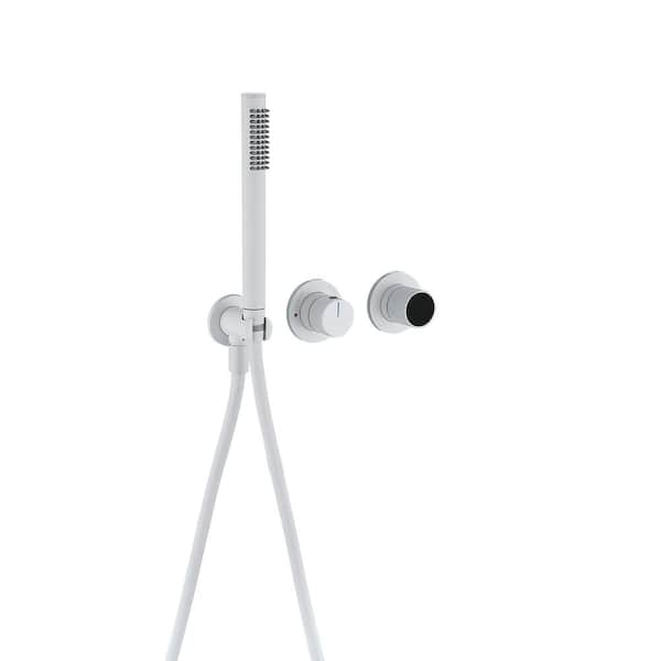 Modland Shower System 3-Spray 3 in. Dual Wall Mount Fixed and Handheld Shower Head 2.5 GPM in Matte White