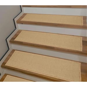 Solid Beige 10 in. x 36 in. Indoor Carpet Stair Tread Cover Slip Resistant Backing (Set of 7)