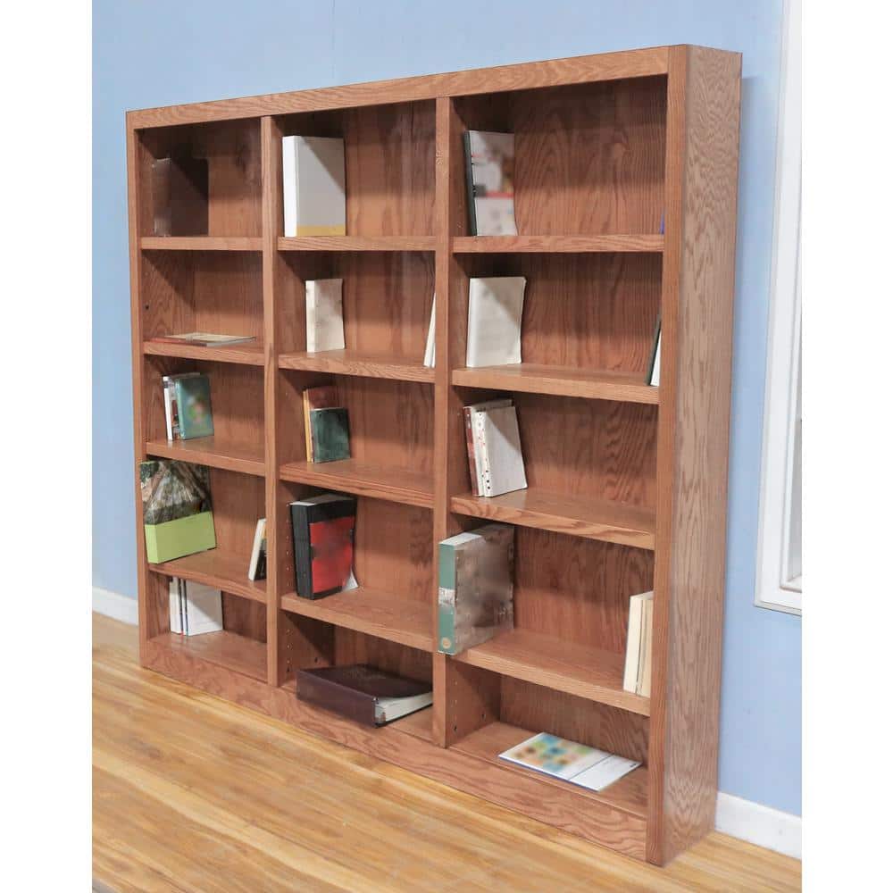 Classic Farmhouse 72" Adjustable Dry Oak Wood Bookcase