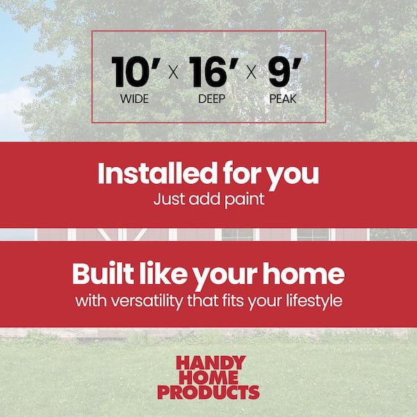 Professionally Assembled Rookwood 10 ft. x 16 ft. Outdoor Wood Shed with Smartside- Autumn Brown Shingles (160 sq. ft.)