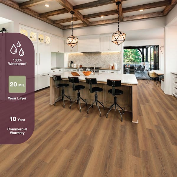 Tolleson Oak 20 MIL x 7 in. W x 48 in. L Waterproof Click Lock Luxury Vinyl Plank Flooring (23.8 sq. ft./Case)