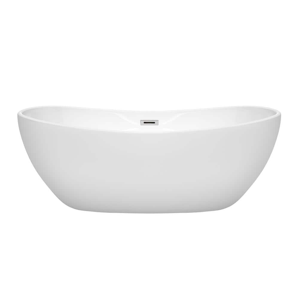 Rebecca 65" White Acrylic Freestanding Bathtub with Chrome Trim