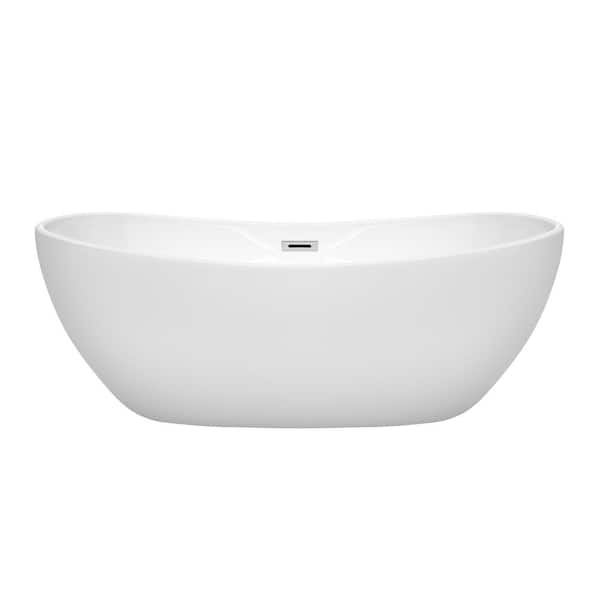 Rebecca 64.8 in. Acrylic Flatbottom Non-Whirlpool Bathtub in White with Polished Chrome Trim Rebecca 64.8 in. Acrylic Flatbottom Non-Whirlpool Bathtub in White with Polished Chrome Trim
