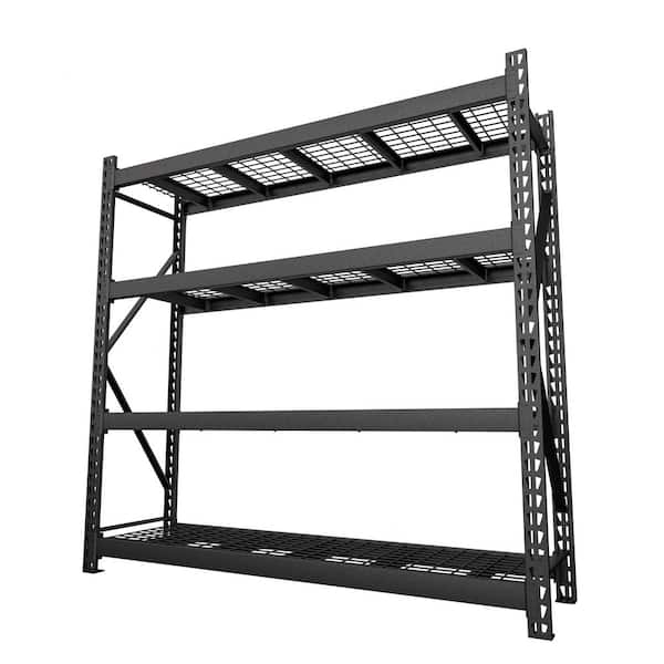 87 in. Tall 4-Tier Metal Heavy-Duty Adjustable Garage Shelving Unit Standard Bookcase in Black
