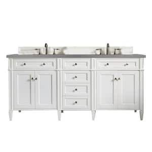 Brittany 72 in. W x 23.5 in. D x 34 in. H Double Bath Vanity in Bright White with Quartz Vanity Top in Grey Expo