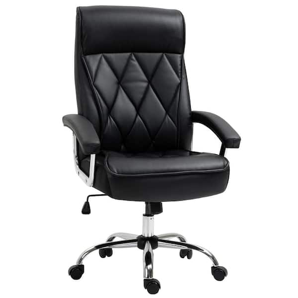 Black PU Leather High Back Office Chair Executive Ergonomic Home Computer Seat 