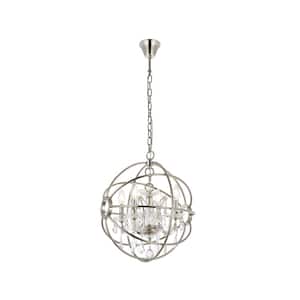Timeless Home 17 in. 4-Light Polished Nickel Pendant Light, Bulbs Not Included