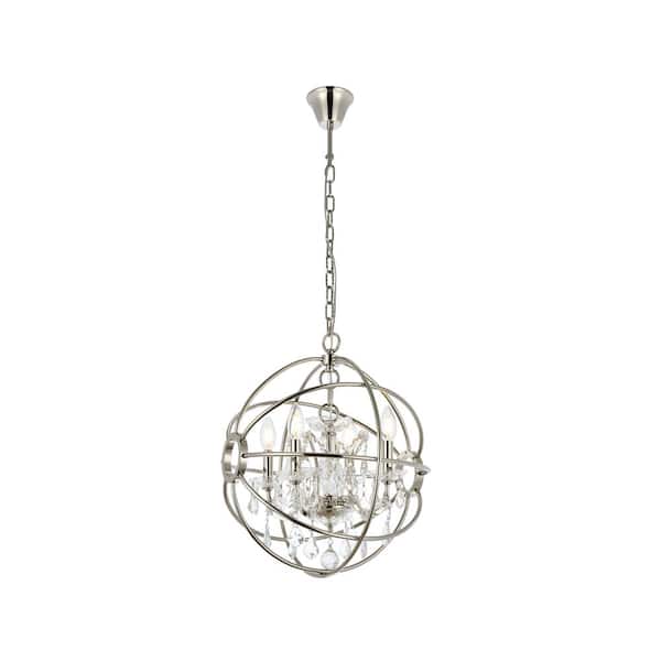 Unbranded Timeless Home 17 in. 4-Light Polished Nickel Pendant Light, Bulbs Not Included