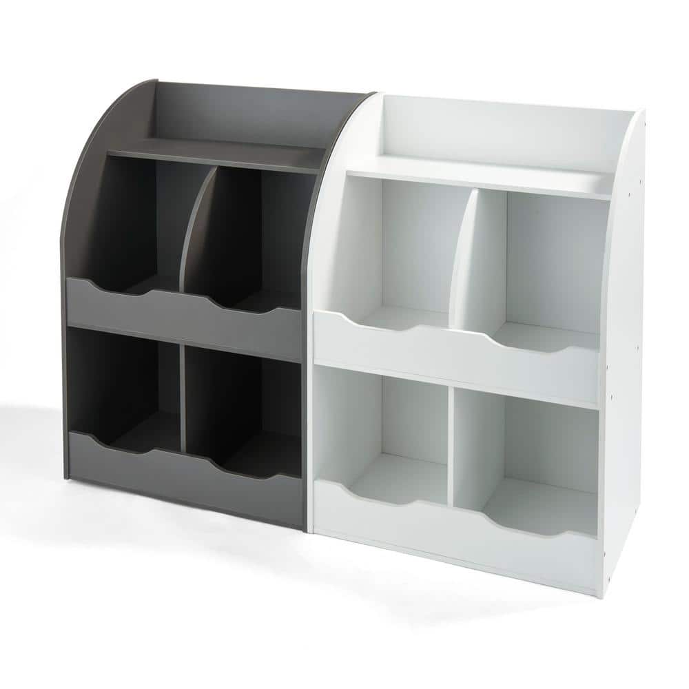 Charcoal MDF Kids Toy Storage Cubby with Bins and Shelf