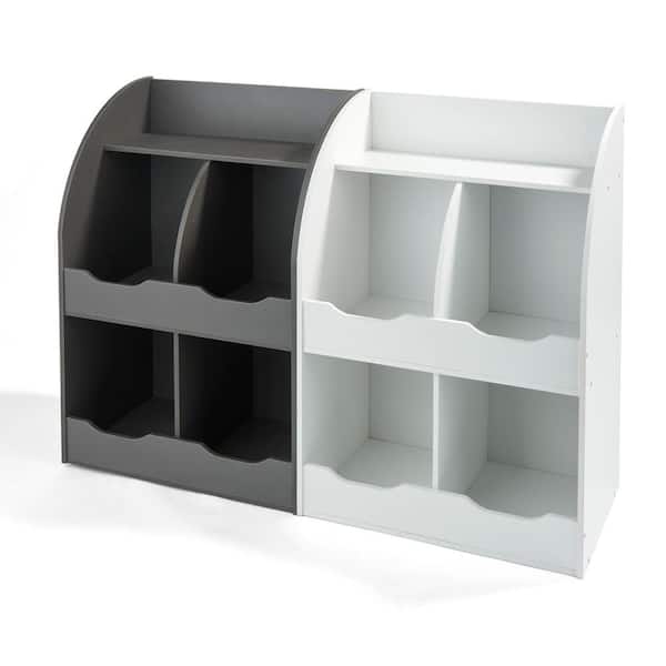 Badger Basket White Four Bin Storage Cubby with Bookshelf 98841