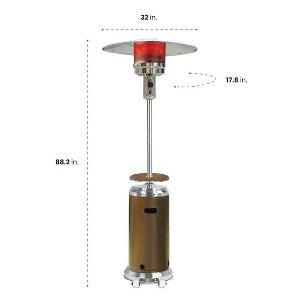 7 ft. 48,000 BTU Bronze Stainless Steel Umbrella Propane Gas Patio Heater