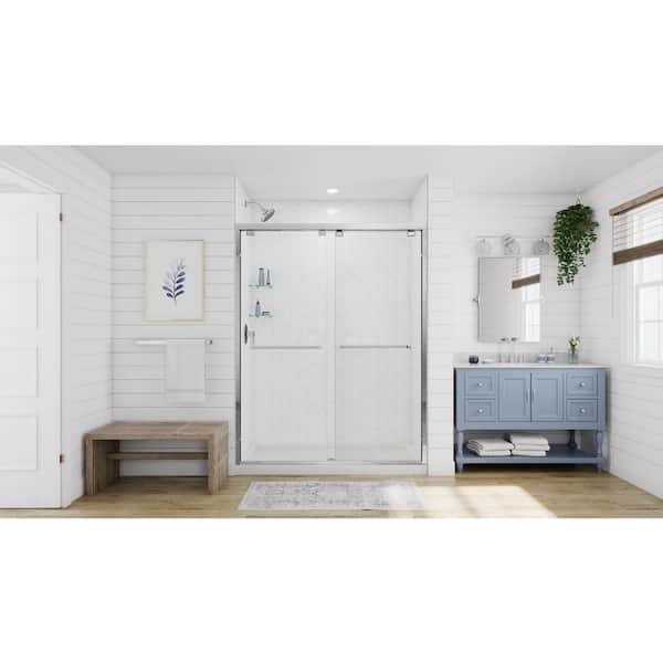 Encore 56 in. to 60 in. W x 76 in. H Sliding Semi Frameless Shower Door in Matte Black