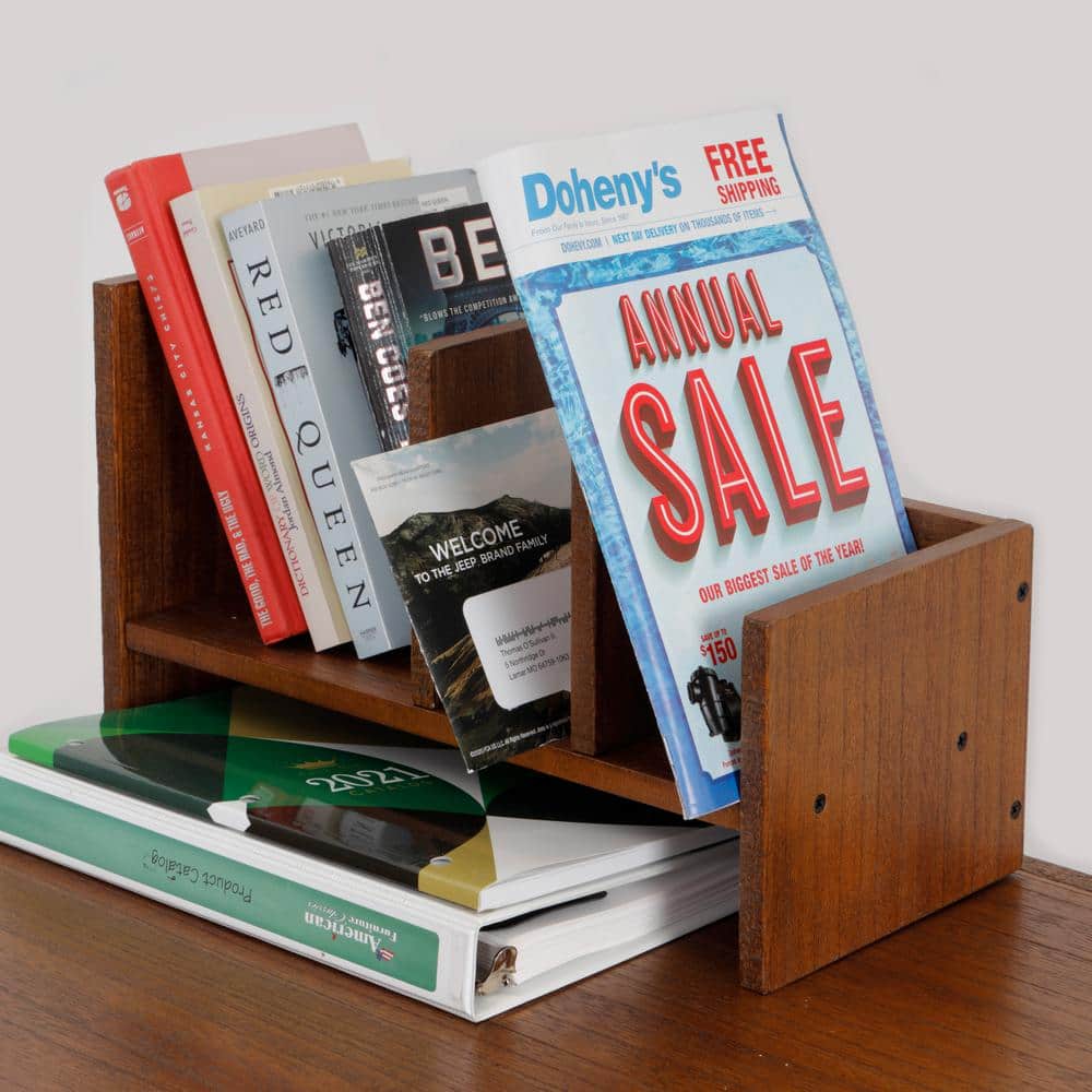 Brown Wood Industrial Desk with Hutch and USB Ports