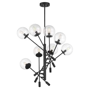 Auresa 8-Light Black Cluster Pendant Light with Clear Glass Shades