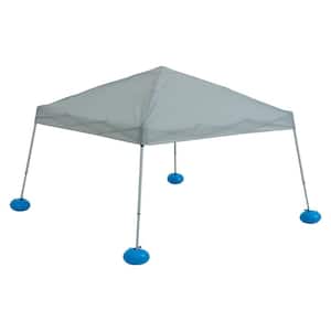 Grey 10 ft. x 10 ft. Steel and Aluminum Frame Floating Tent Pool Pop Up Gazebo with Fabric Canopy