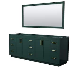 Miranda 83.25 in. W x 21.75 in. D x 33 in. H Double Sink Bath Vanity Cabinet without Top in Green with 70 in. Mirror