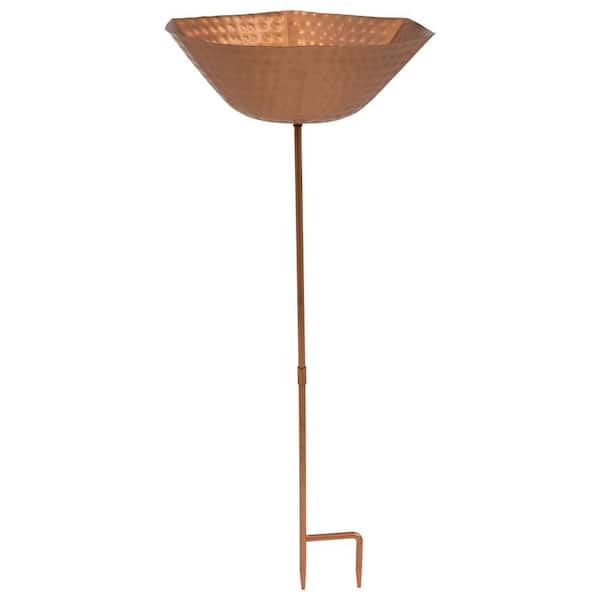 Sunnydaze Staked Metal Bird Bath with UV-Resistant Copper Finish-34"