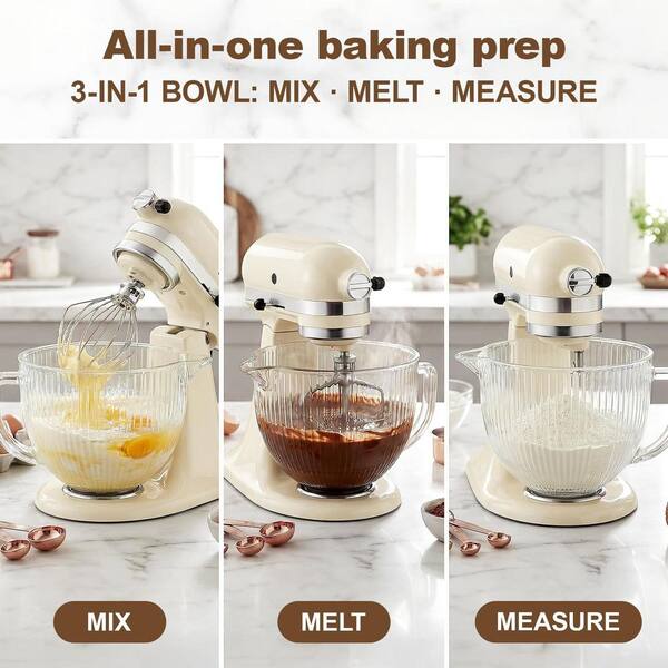 GVODE 2-Piece Glass Clear Mixing Bowl Set with KitchenAid Tilt