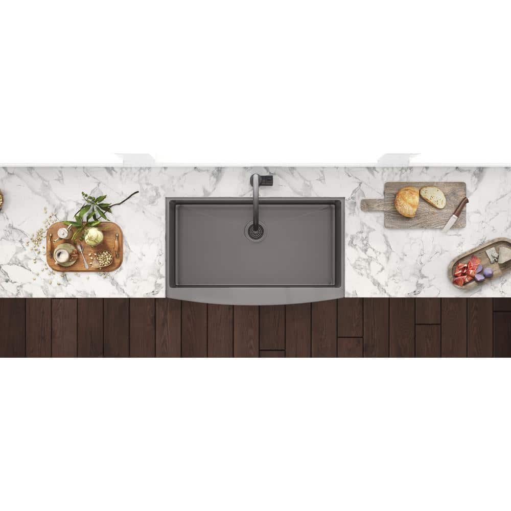 Gunmetal Black Stainless Steel Farmhouse Apron-Front Kitchen Sink
