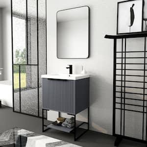 23.6 in. W x 18.1 in. D x 35 in. H HResin Vanity Top in Grey Freestanding Bathroom Vanity with Resin Basin Top